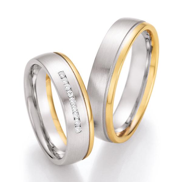 Nowotny-Collection Ruesch Trauringe Weiss-Gelbgold 66/42050-055 + 66/42060-055